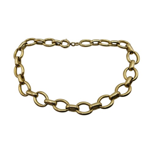95 - An unmarked yellow metal fancy chain link bracelet 22 cm, hallmarked with anchor and work date lette... 