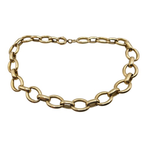 95 - An unmarked yellow metal fancy chain link bracelet 22 cm, hallmarked with anchor and work date lette... 