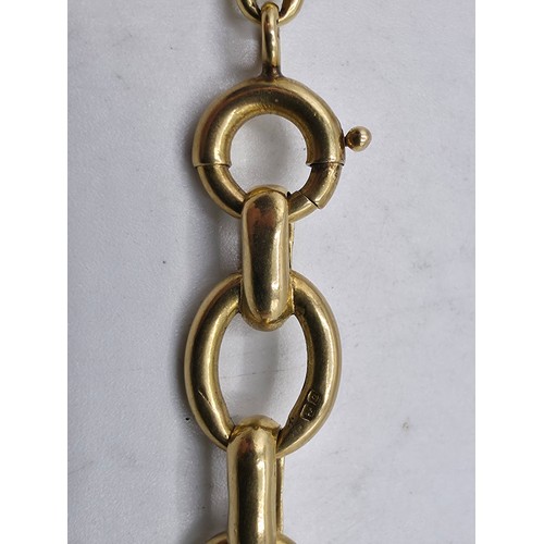 95 - An unmarked yellow metal fancy chain link bracelet 22 cm, hallmarked with anchor and work date lette... 