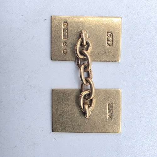 113 - A collection of 9ct gold, cufflinks and dress studs together with a pair of continental hallmarked y... 