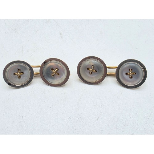 113 - A collection of 9ct gold, cufflinks and dress studs together with a pair of continental hallmarked y... 