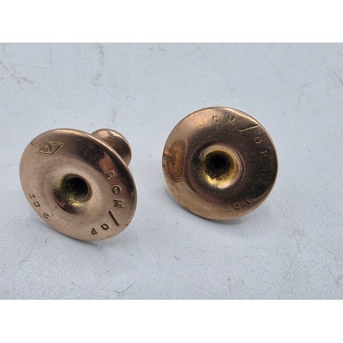 113 - A collection of 9ct gold, cufflinks and dress studs together with a pair of continental hallmarked y... 