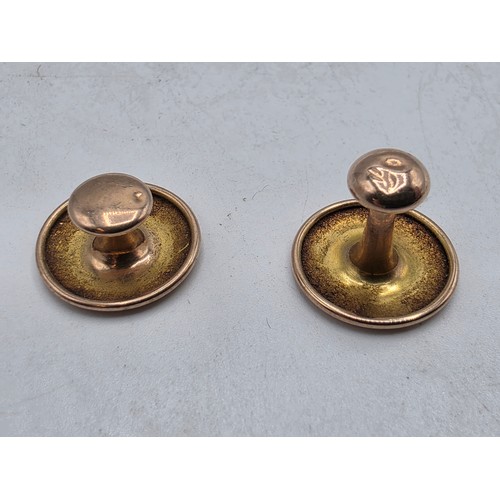 113 - A collection of 9ct gold, cufflinks and dress studs together with a pair of continental hallmarked y... 