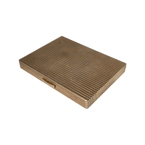 110 - Cartier. A 9ct gold case ladies compact, Marked to interior JC, London, mirrored interior. 8cm x 6cm... 