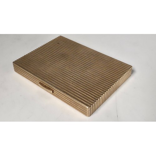 110 - Cartier. A 9ct gold case ladies compact, Marked to interior JC, London, mirrored interior. 8cm x 6cm... 