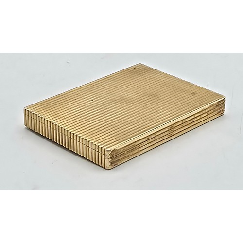 110 - Cartier. A 9ct gold case ladies compact, Marked to interior JC, London, mirrored interior. 8cm x 6cm... 