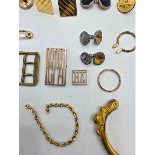 85 - A collection of yellow and white metal items to include costume jewellery , pocket watch, sterling s... 