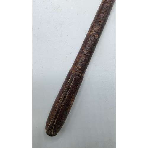 261 - A brown leather sporting stick, with hallmarked silver collar marked Swaine Adeney and bears indisti... 