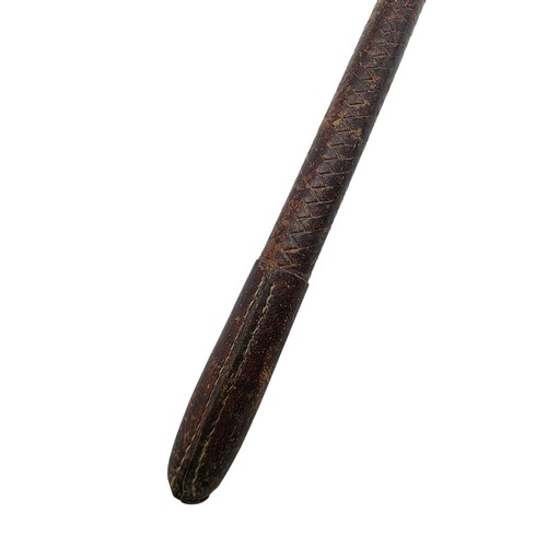 261 - A brown leather sporting stick, with hallmarked silver collar marked Swaine Adeney and bears indisti... 