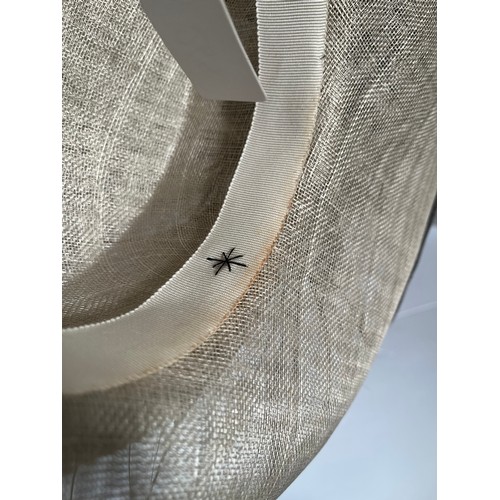 265 - A bespoke Rachel Trevor Morgan, London, pale silver/taupe/grey fine straw hat, sidesweep with hand m... 