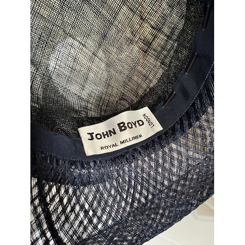 270 - Three John Boyd, London, hand made couture straw hats, two with silk trim, all approx 22 inches, con... 