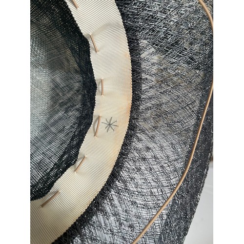 270 - Three John Boyd, London, hand made couture straw hats, two with silk trim, all approx 22 inches, con... 