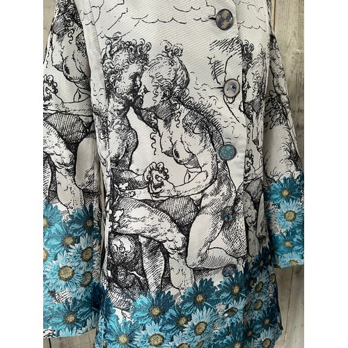 284 - A Desigual printed ladies three quarter length frock coat, with ornate buttons, label size 42cm, in ... 