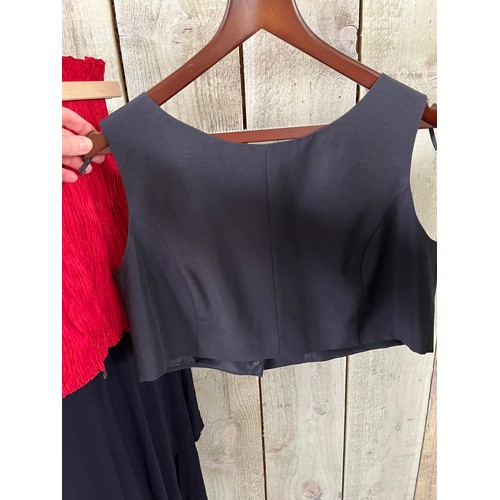 288 - A quantity of designer day wear to include Paul Costelloe Dressage linen dress, Jean Muir navy top a... 
