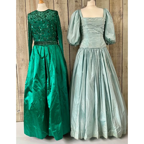 274 - Two ballgowns, late C20th,  a Pale Blue Silk taffeta Victor Edelstein, condition some marks/colour l... 