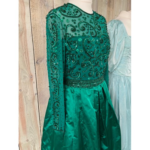 274 - Two ballgowns, late C20th,  a Pale Blue Silk taffeta Victor Edelstein, condition some marks/colour l... 