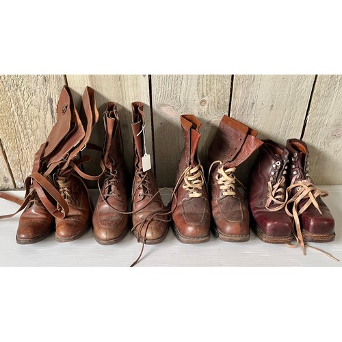 260 - A quantity of vintage Ladies brown leather boots, sole measures 28cm/27cm/28cm/26cm to include Fortn... 