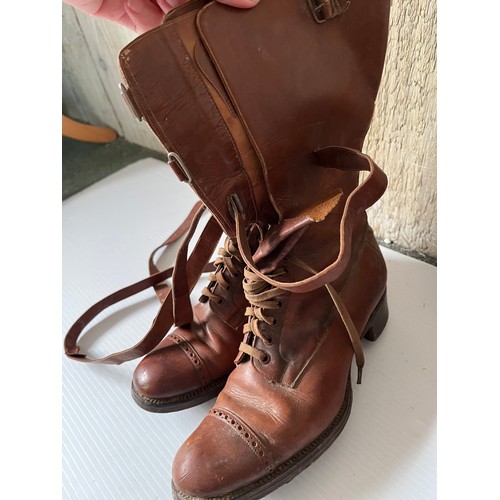 260 - A quantity of vintage Ladies brown leather boots, sole measures 28cm/27cm/28cm/26cm to include Fortn... 