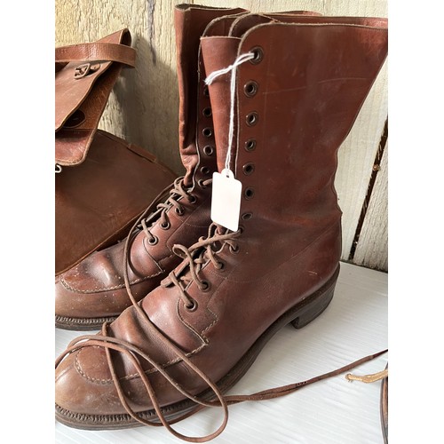 260 - A quantity of vintage Ladies brown leather boots, sole measures 28cm/27cm/28cm/26cm to include Fortn... 