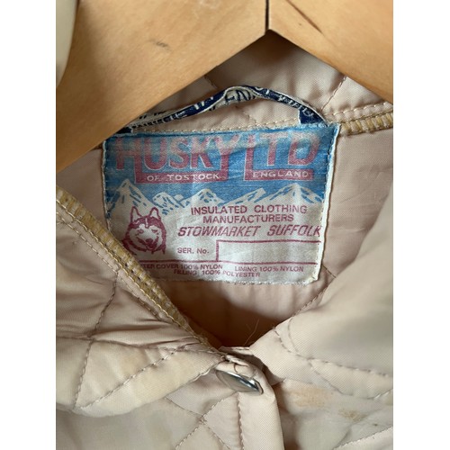 276 - An original cream Husky coat and 4 Husky style coats/waistcoat by Lavenir - 1 green waistcoat and 3 ... 