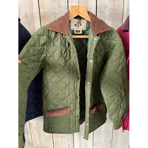 276 - An original cream Husky coat and 4 Husky style coats/waistcoat by Lavenir - 1 green waistcoat and 3 ... 