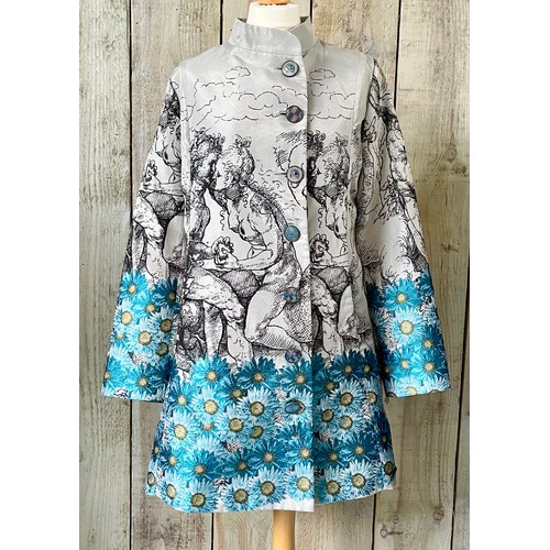 284 - A Desigual printed ladies three quarter length frock coat, with ornate buttons, label size 42cm, in ... 