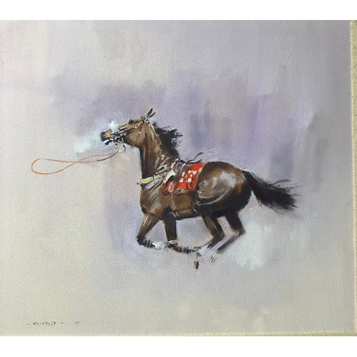 442 - David Trundley (1949-), oil on canvas, Loose Horse, 66 x 83 cm, signed, framed