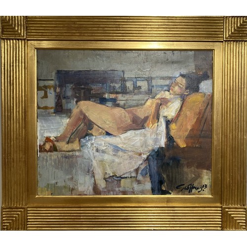 451 - Geffrey Humphries (1945), Recline, oil on canvas, signed lower right, 49 x 59 cm, in gilt frame