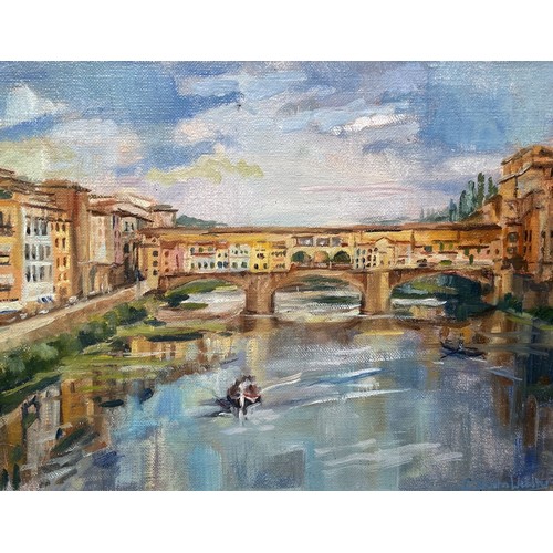 456 - Clementine St John Webster, Oil on Board, Ponte Vecchio, 19.5 cm x 24.5 cm