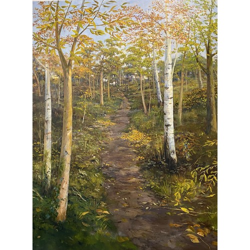 454 - Antony Blackwell  (XX-XXI), acrylics on canvas, unframed, three works, On the Path, Morning, Dappled... 