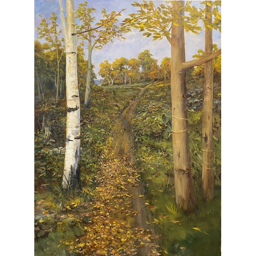 454 - Antony Blackwell  (XX-XXI), acrylics on canvas, unframed, three works, On the Path, Morning, Dappled... 
