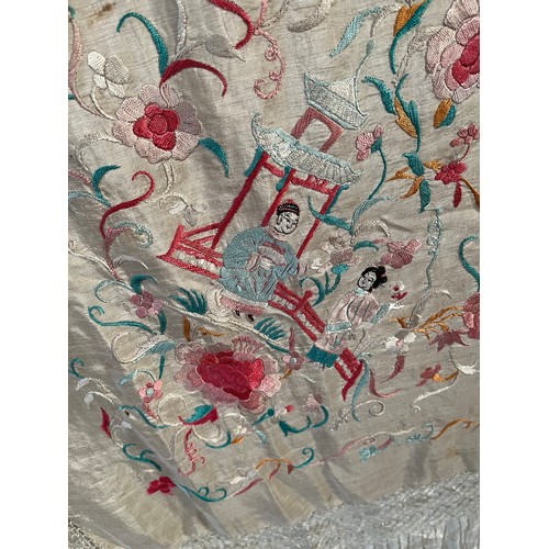 290 - a quantity of silk vintage shawls
