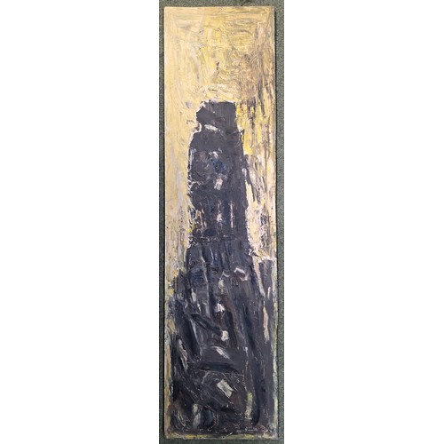 460 - KERVIN DE MEENDRE (XX)'Composition III' Abstract oil on board 91 cm x 42 cm