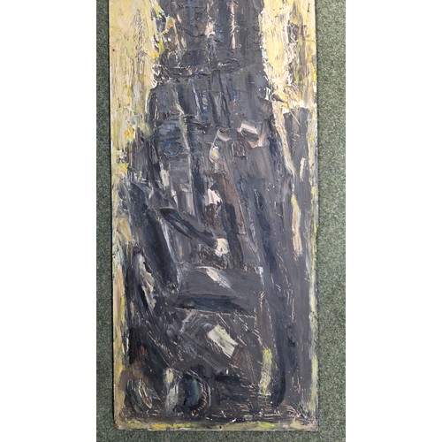 460 - KERVIN DE MEENDRE (XX)'Composition III' Abstract oil on board 91 cm x 42 cm