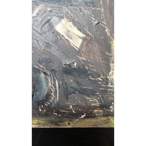 460 - KERVIN DE MEENDRE (XX)'Composition III' Abstract oil on board 91 cm x 42 cm