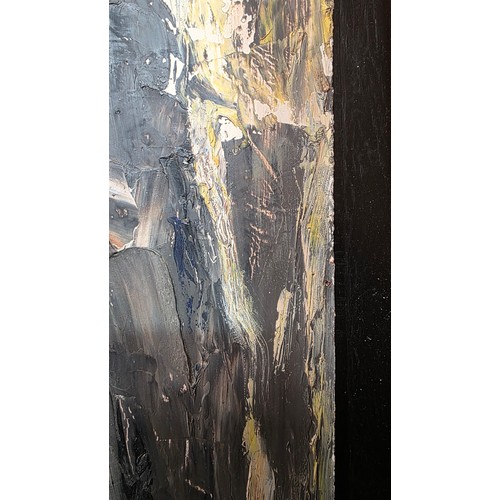 460 - KERVIN DE MEENDRE (XX)'Composition III' Abstract oil on board 91 cm x 42 cm