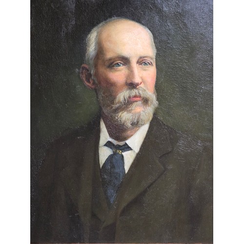 450 - A C19th Oil on canvas, of a half portrait of a seated gentleman, in ornate gilt frame, and another p... 