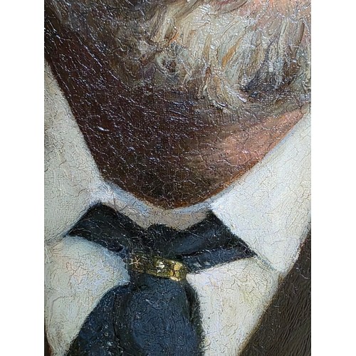 450 - A C19th Oil on canvas, of a half portrait of a seated gentleman, in ornate gilt frame, and another p... 