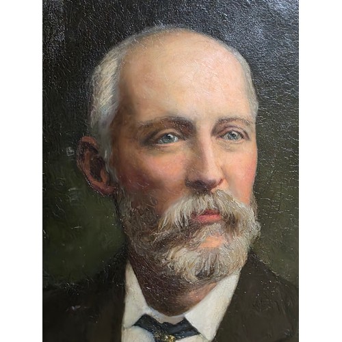 450 - A C19th Oil on canvas, of a half portrait of a seated gentleman, in ornate gilt frame, and another p... 