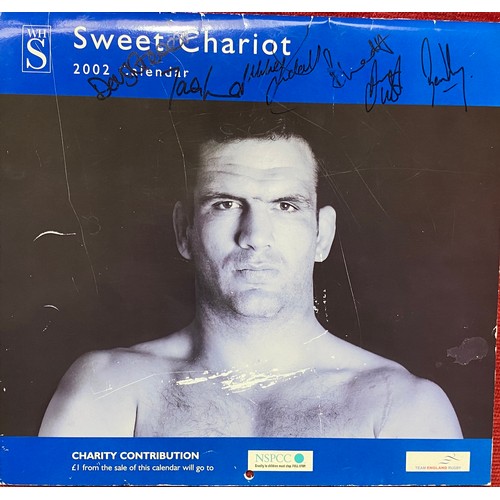 466 - 2002 Sweet Chariot calendar signed by the entire members of the English Rugby team.  To include Jonn... 