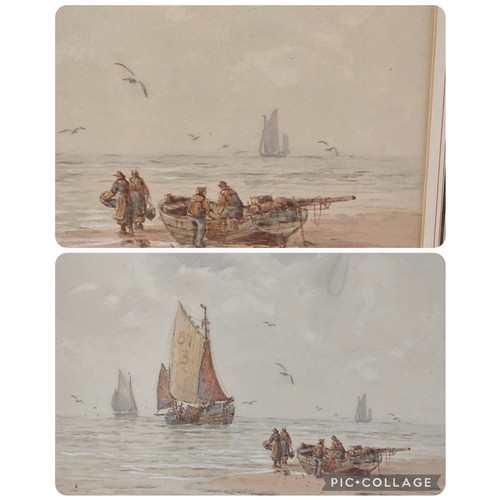 473 - HB Davis(XX) Beached fishing Boats, watercolour on paper signed and dated lower left 1922. In glazed... 
