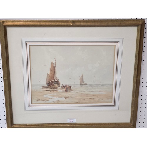 473 - HB Davis(XX) Beached fishing Boats, watercolour on paper signed and dated lower left 1922. In glazed... 