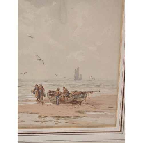 473 - HB Davis(XX) Beached fishing Boats, watercolour on paper signed and dated lower left 1922. In glazed... 