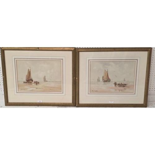 473 - HB Davis(XX) Beached fishing Boats, watercolour on paper signed and dated lower left 1922. In glazed... 