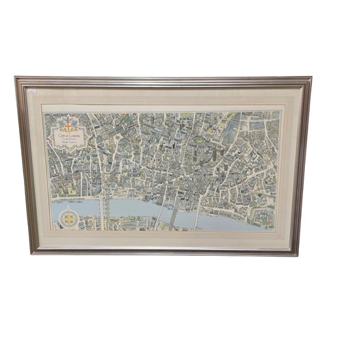 474 - Framed and glazed print by Alfred Taylor, Kent Lancashire Cricket 1906 42 cm x 80 cm and framed and ... 