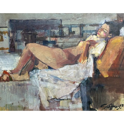451 - Geffrey Humphries (1945), Recline, oil on canvas, signed lower right, 49 x 59 cm, in gilt frame