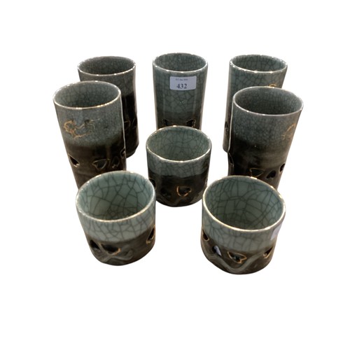 479 - A set of Somoyaki Obori Japanese ceramic tea wares.
