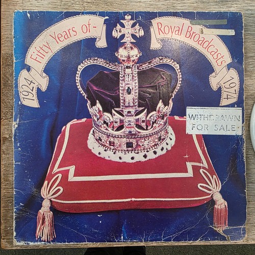 480 - Two flower pots, glass vase, two wooden trays and Fifty Years of Royal Broadcast 1924- 1974 vinyl.