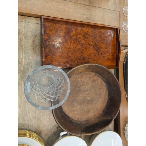 480 - Two flower pots, glass vase, two wooden trays and Fifty Years of Royal Broadcast 1924- 1974 vinyl.