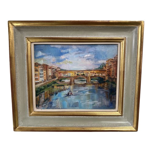 456 - Clementine St John Webster, Oil on Board, Ponte Vecchio, 19.5 cm x 24.5 cm